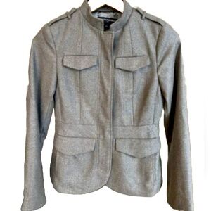 Banana Republic Wool Blend Military Inspired Blazer Jacket
Size 10
Color Gray